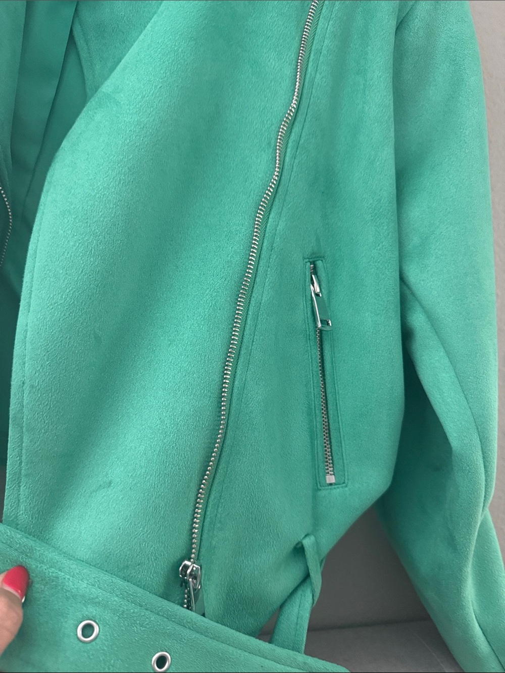 Zara Emerald Green Suede Moto Jacket - Picture 3 of 4